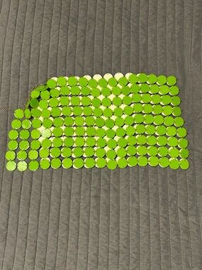 h:ours Neon Lime Sequin Mini Skirt